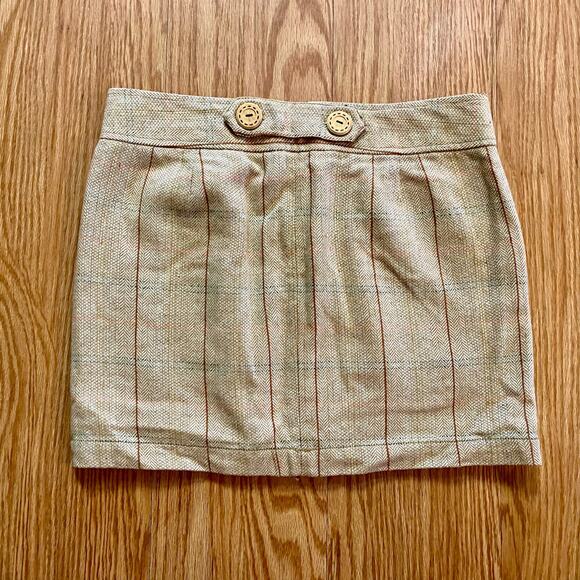 Fossil Tan Plaid Wool Blend Tweed Mini Skirt Womens 4 - Picture 8 of 15